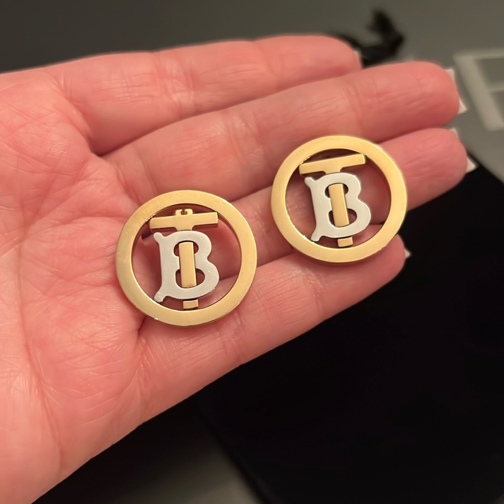 •BURBERRY GOLD MONOGRAM  EARRINGS